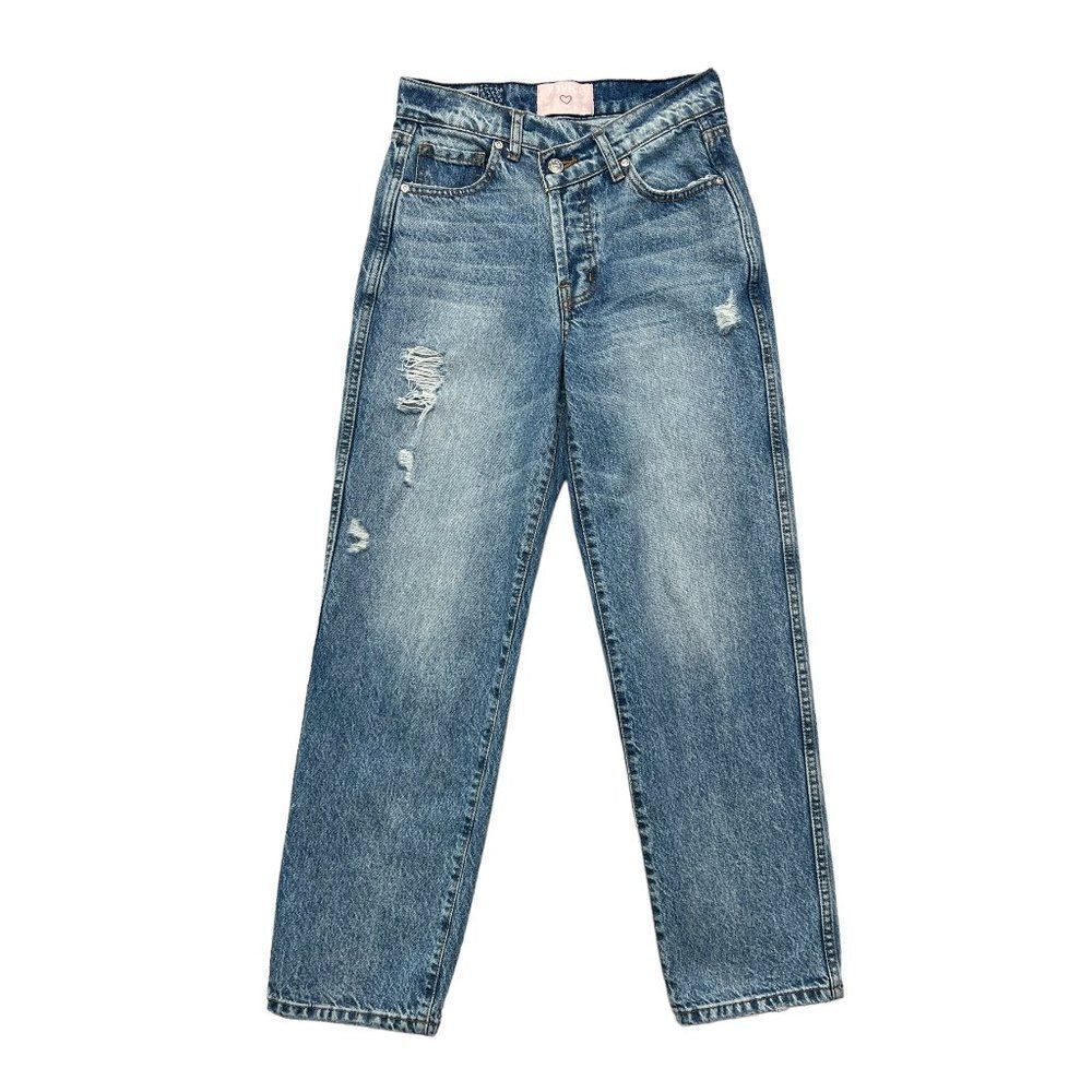 Revice Women's Size 25 High Rise Crossover Waist Distressed‎ Jeans